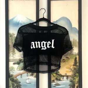 SHEIN Gothic / Punk Sheer Crop Top